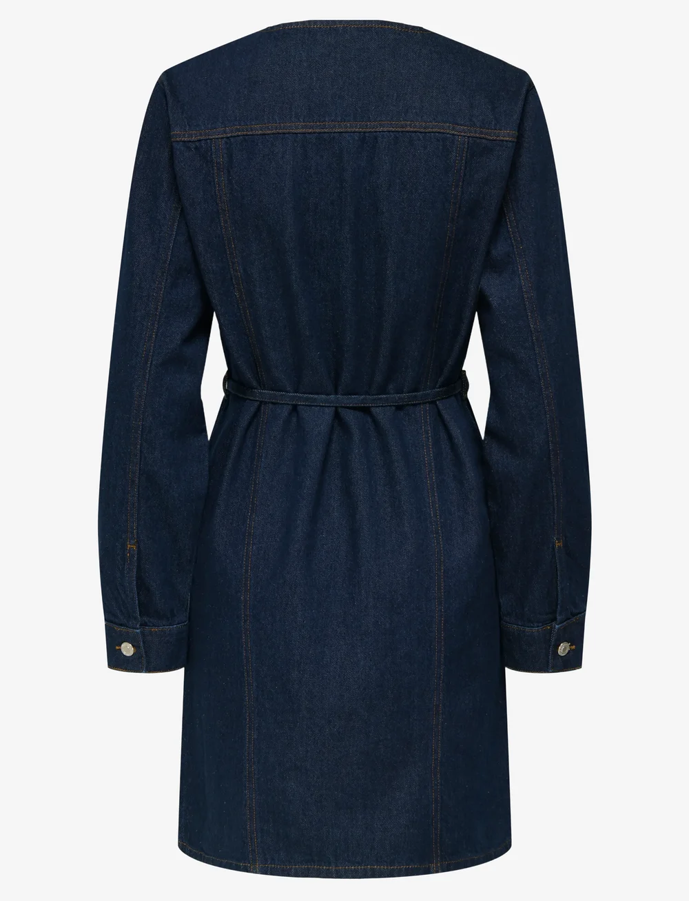 ONLY - ONLMINNIE NO COLLAR BELT DENM DRESS - skjortklänningar - dark blue denim - 1