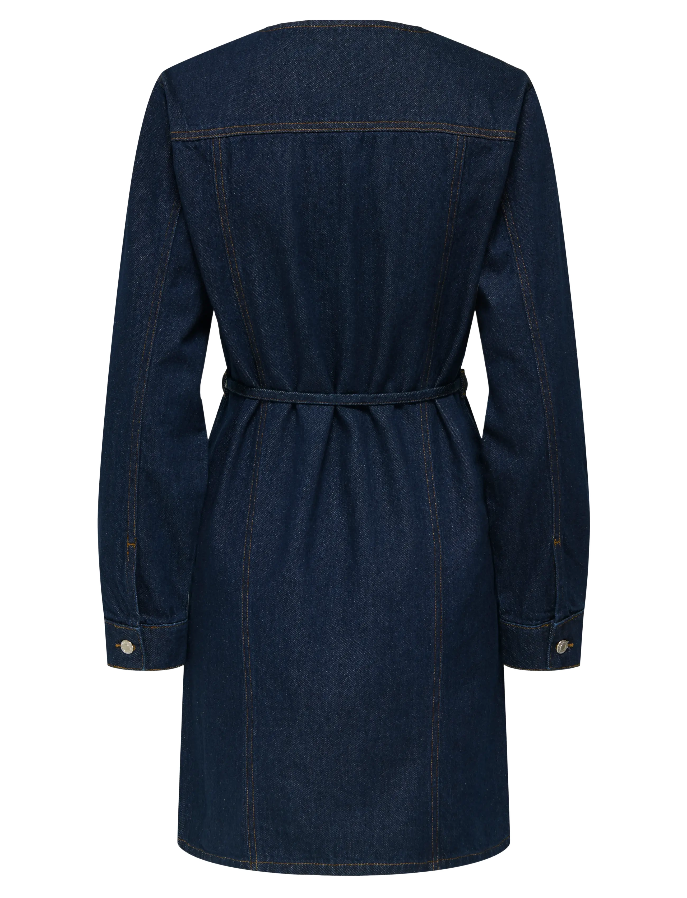 ONLY - ONLMINNIE NO COLLAR BELT DENM DRESS - skjortklänningar - dark blue denim - 2