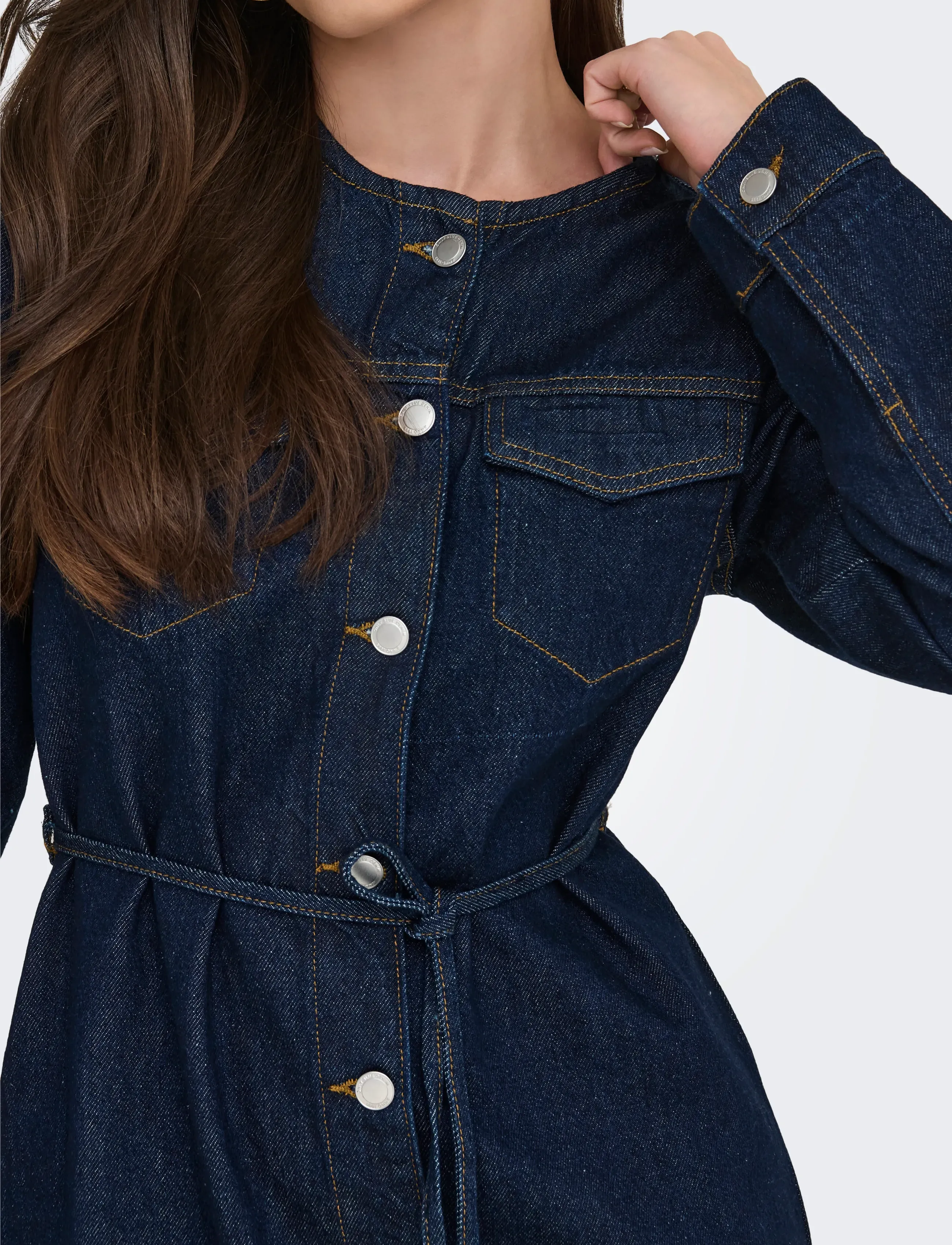 ONLY Onlminnie No Collar Belt Denm Dress skjortklänningar dam – bild 6
