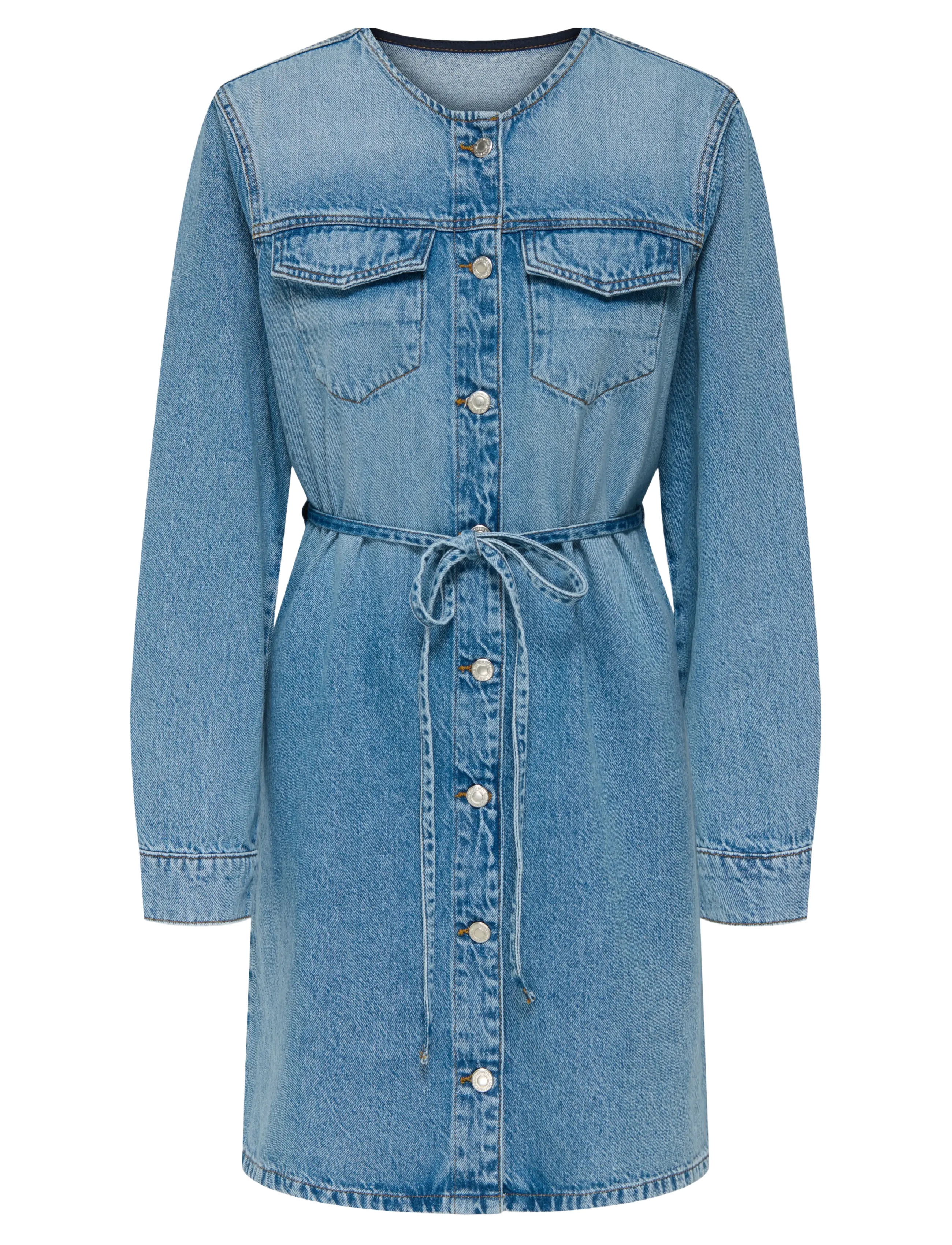 ONLY Onlminnie No Collar Gürtel Denm Kleid Blau - S - Damen