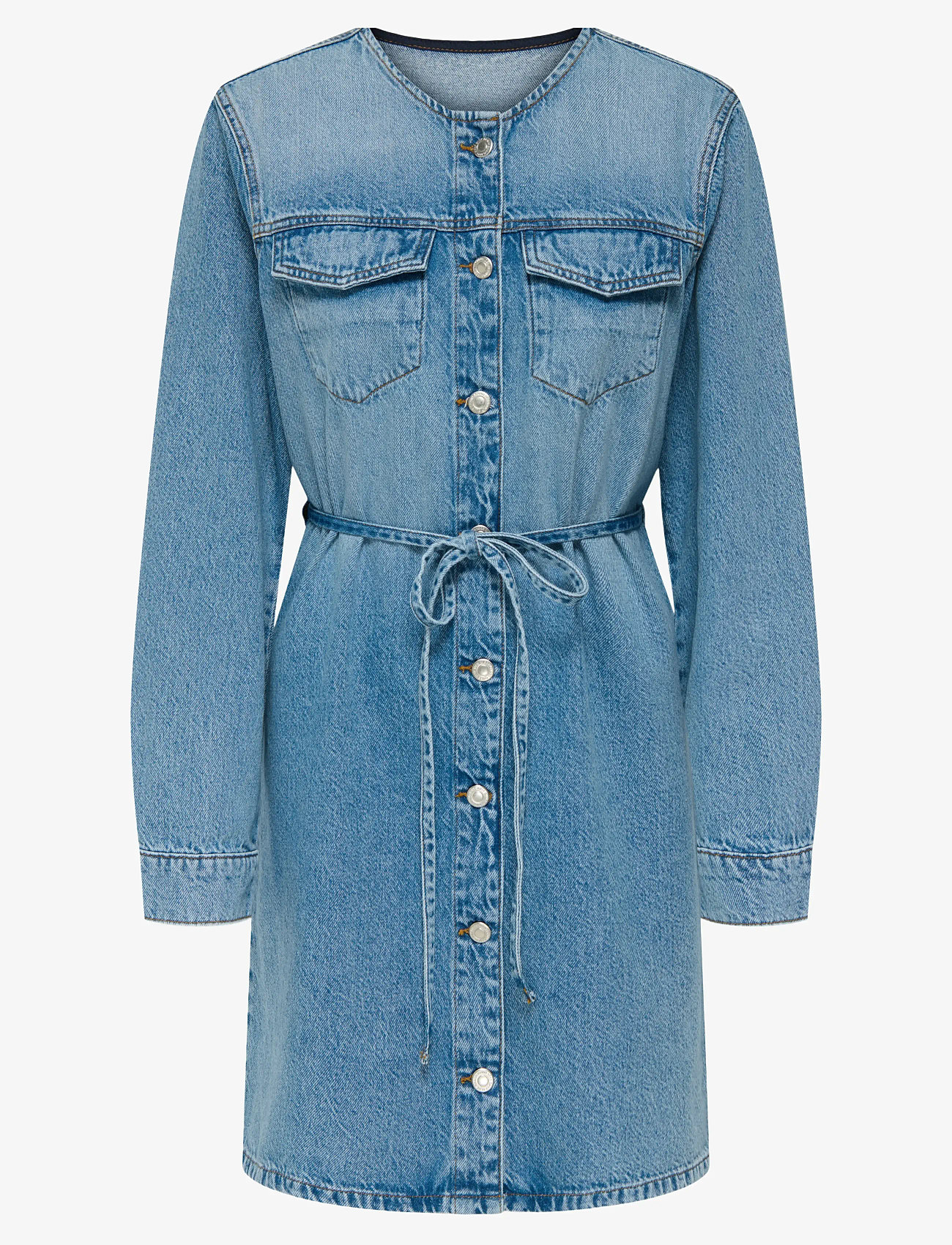 ONLY - ONLMINNIE NO COLLAR BELT DENM DRESS - hemdkleider - light blue denim - 0