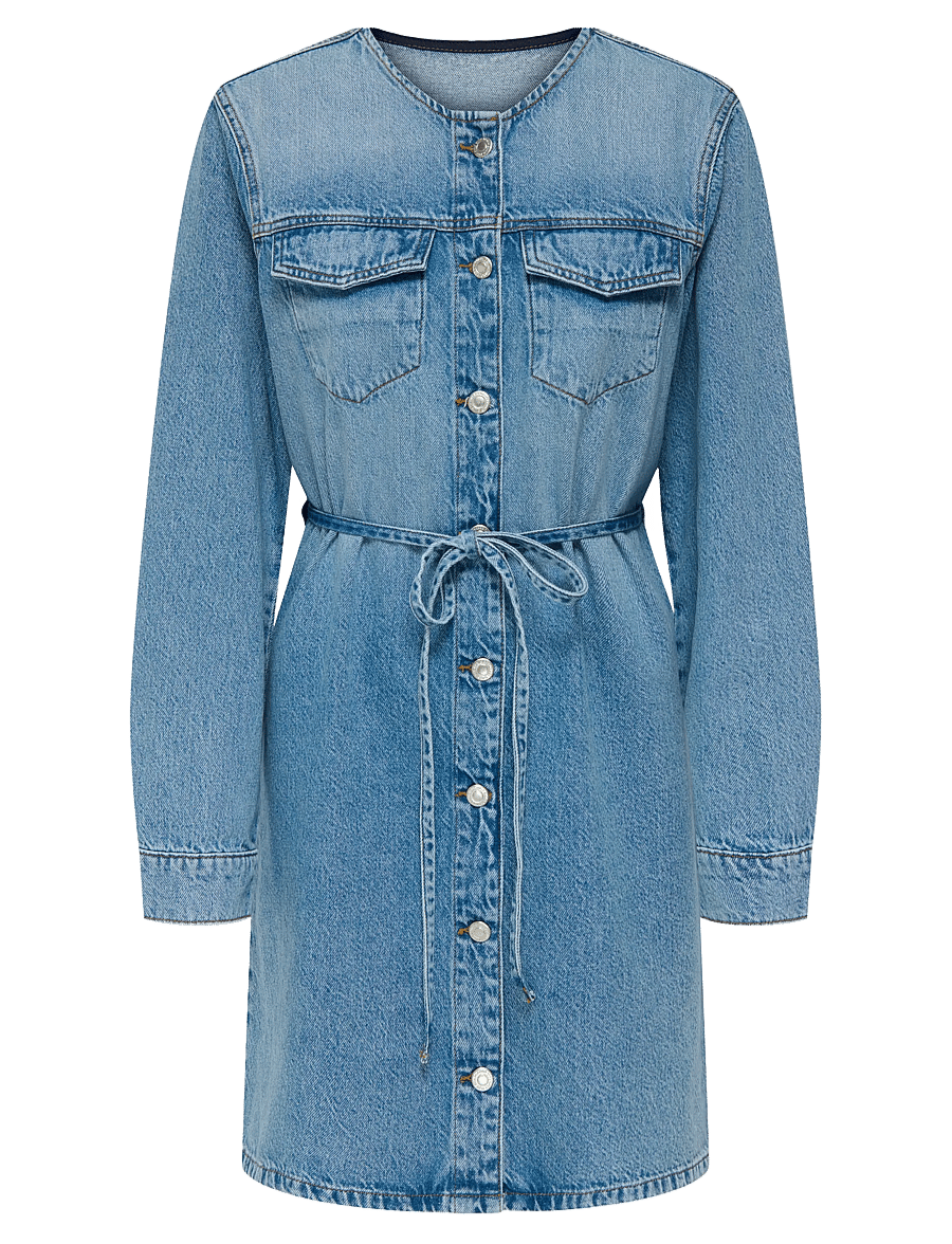 ONLY - ONLMINNIE NO COLLAR BELT DENM DRESS - hemdkleider - light blue denim - 1