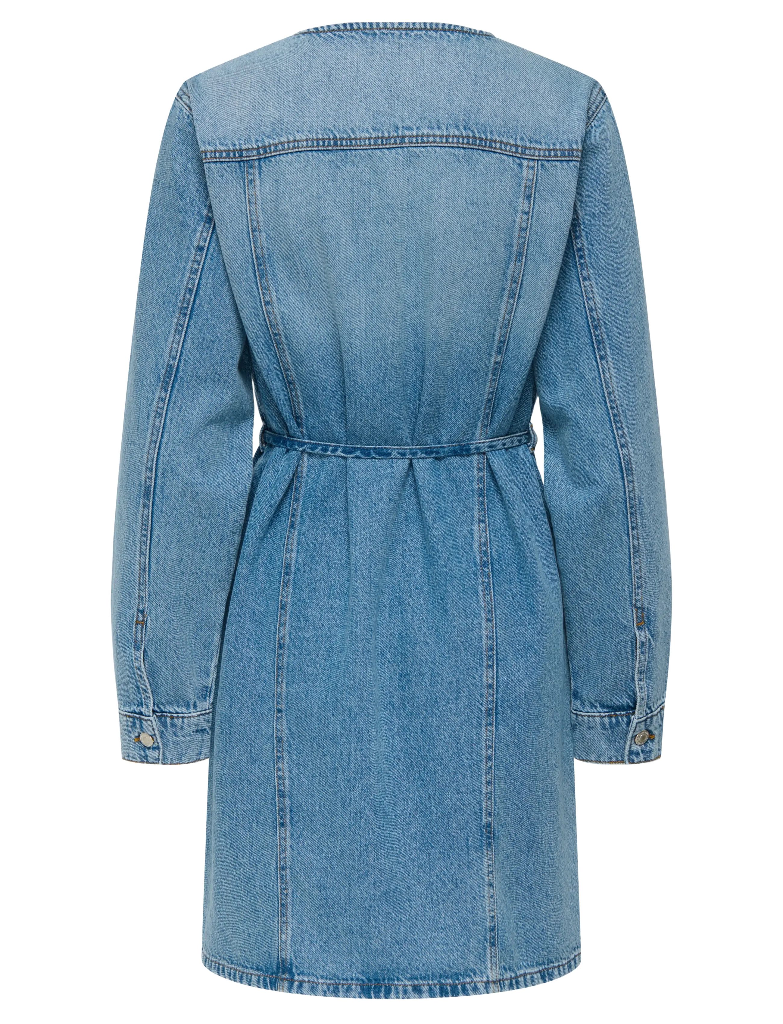 ONLY - ONLMINNIE NO COLLAR BELT DENM DRESS - sukienki koszulowe - light blue denim - 2