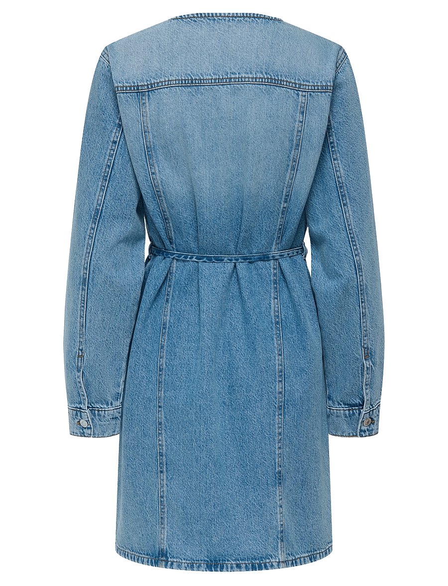 ONLY - ONLMINNIE NO COLLAR BELT DENM DRESS - hemdkleider - light blue denim - 2