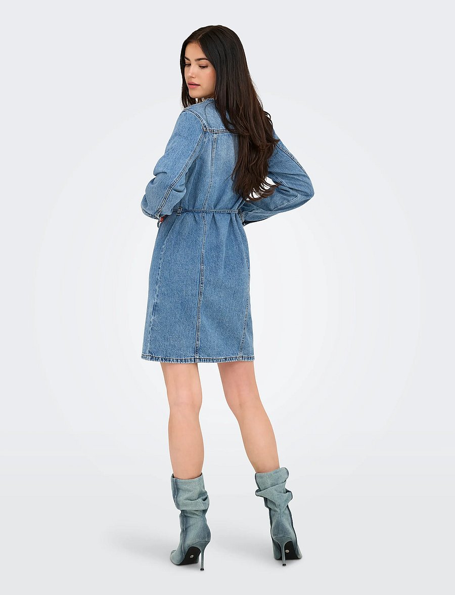 ONLY - ONLMINNIE NO COLLAR BELT DENM DRESS - hemdkleider - light blue denim - 3