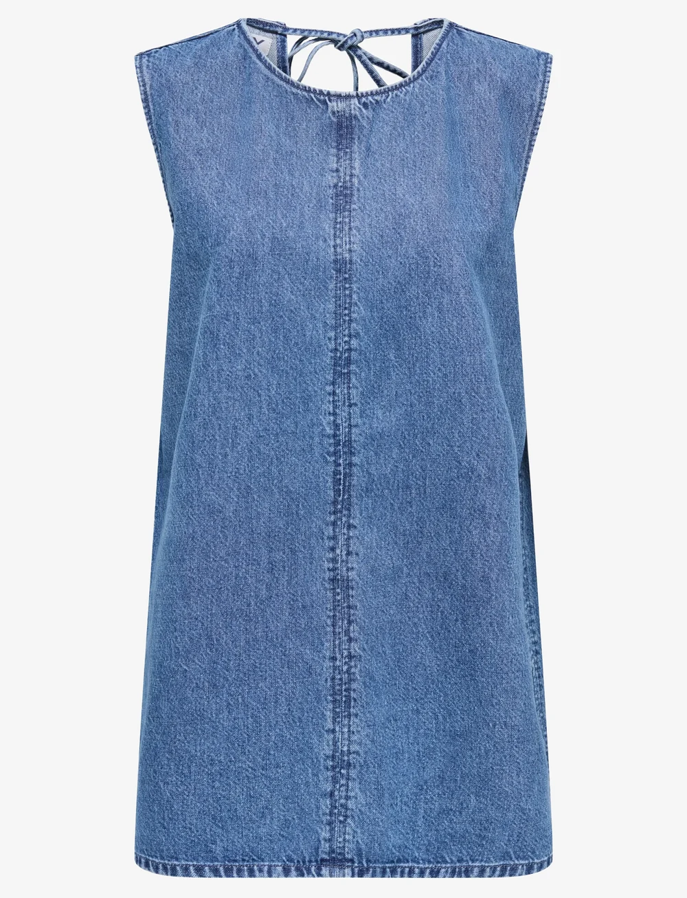 ONLY - ONLVIGGA S/L MINI OPEN BACK DRESS DNM - denimkjoler - medium blue denim - 0