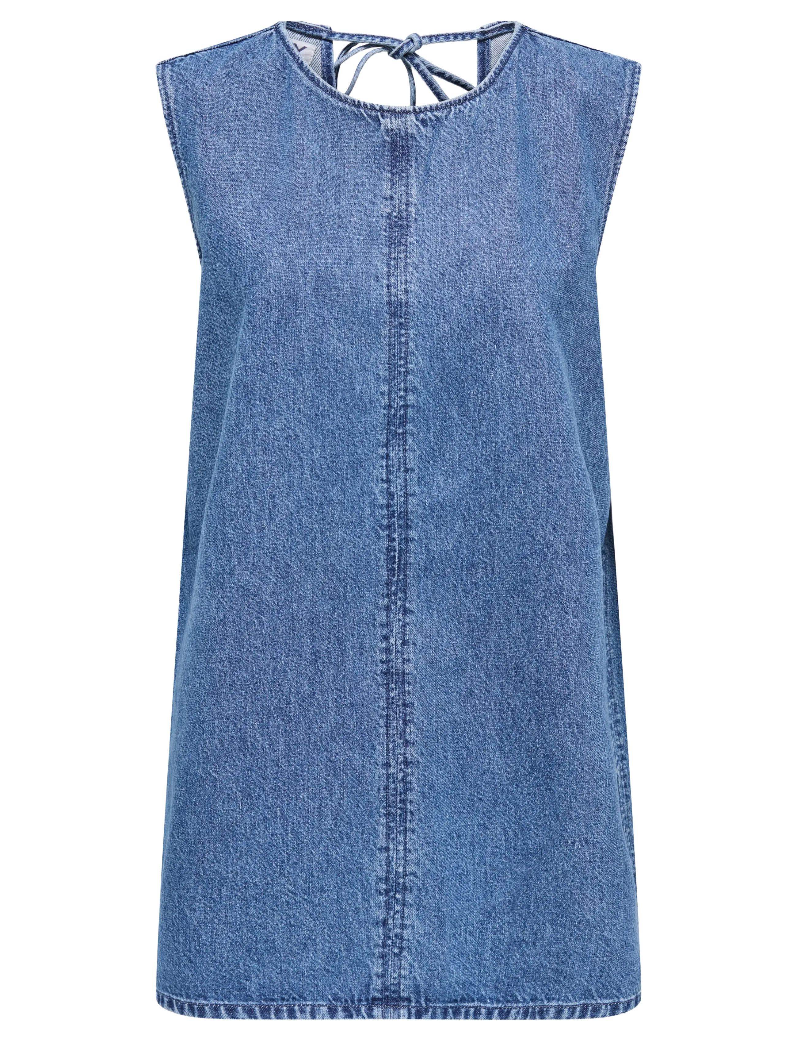 ONLY - ONLVIGGA S/L MINI OPEN BACK DRESS DNM - sukienki dżinsowe - medium blue denim - 0