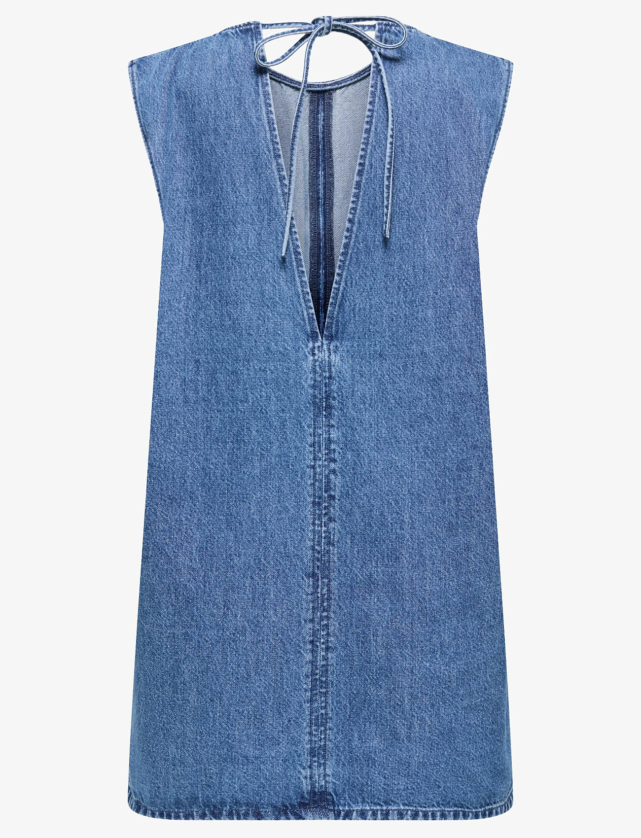 ONLY - ONLVIGGA S/L MINI OPEN BACK DRESS DNM - jeansklänningar - medium blue denim - 1