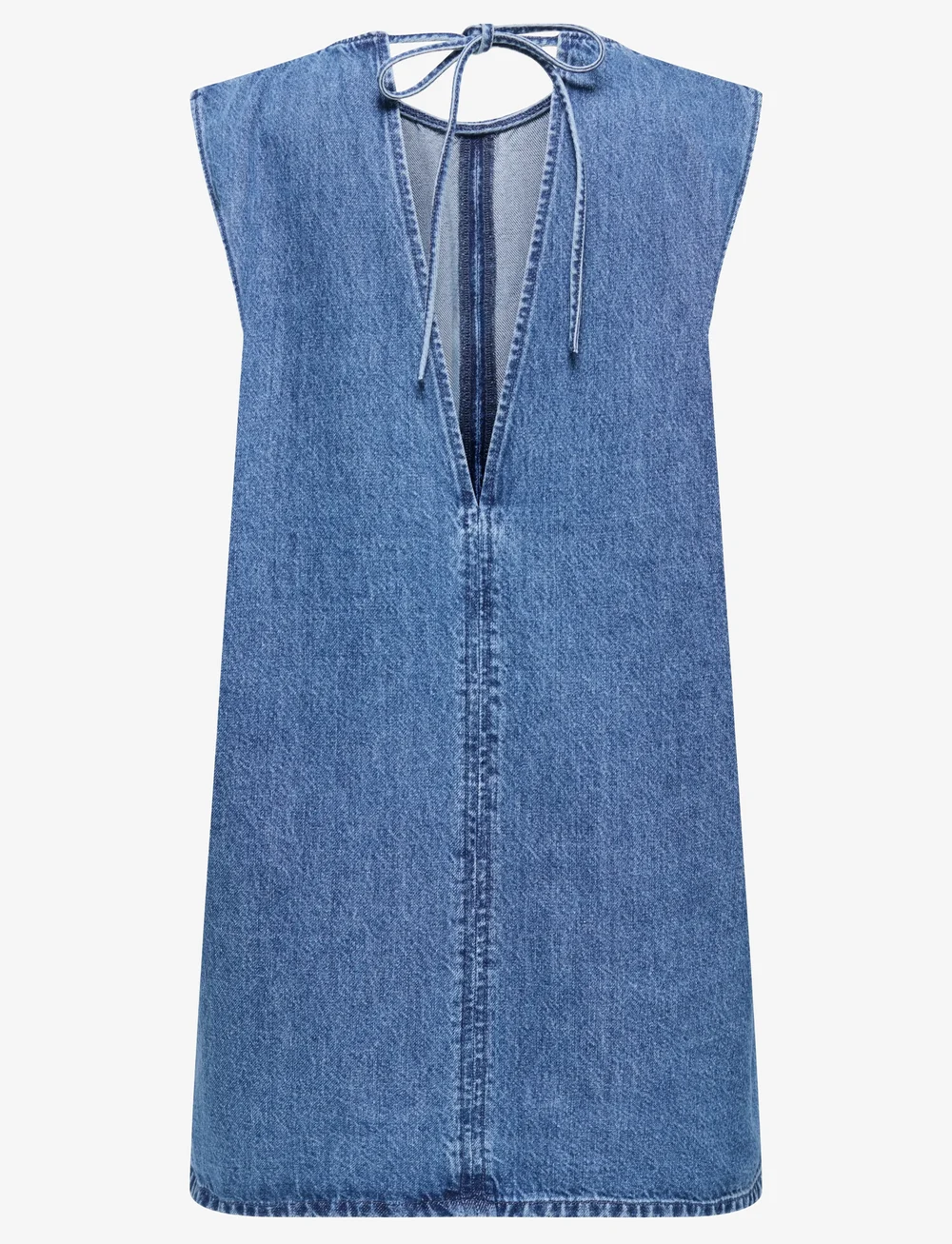 ONLY - ONLVIGGA S/L MINI OPEN BACK DRESS DNM - denimkjoler - medium blue denim - 1