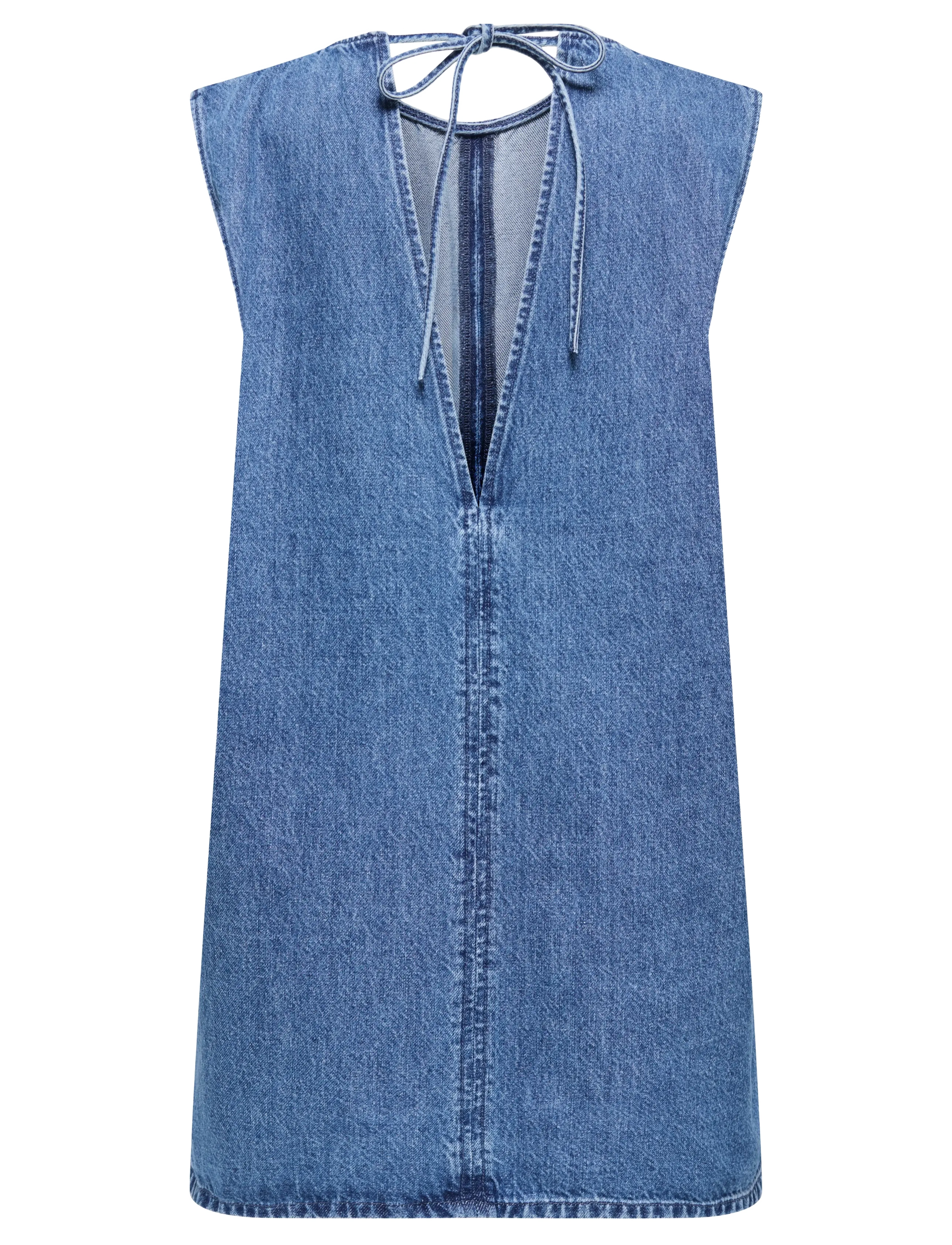 ONLY - ONLVIGGA S/L MINI OPEN BACK DRESS DNM - sukienki dżinsowe - medium blue denim - 1