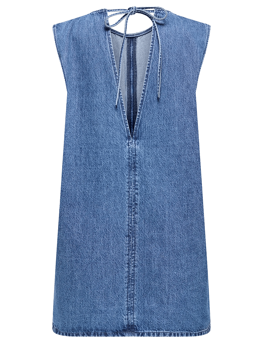 ONLY - ONLVIGGA S/L MINI OPEN BACK DRESS DNM - jeansjurken - medium blue denim - 1