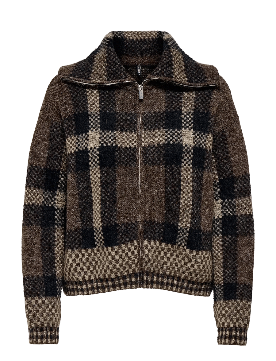 ONLY - ONLMAROON LS ZIP COLLAR CARDIGAN KNT - strickjacken - black - 1