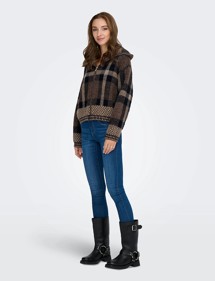 ONLY - ONLMAROON LS ZIP COLLAR CARDIGAN KNT - strickjacken - black - 4
