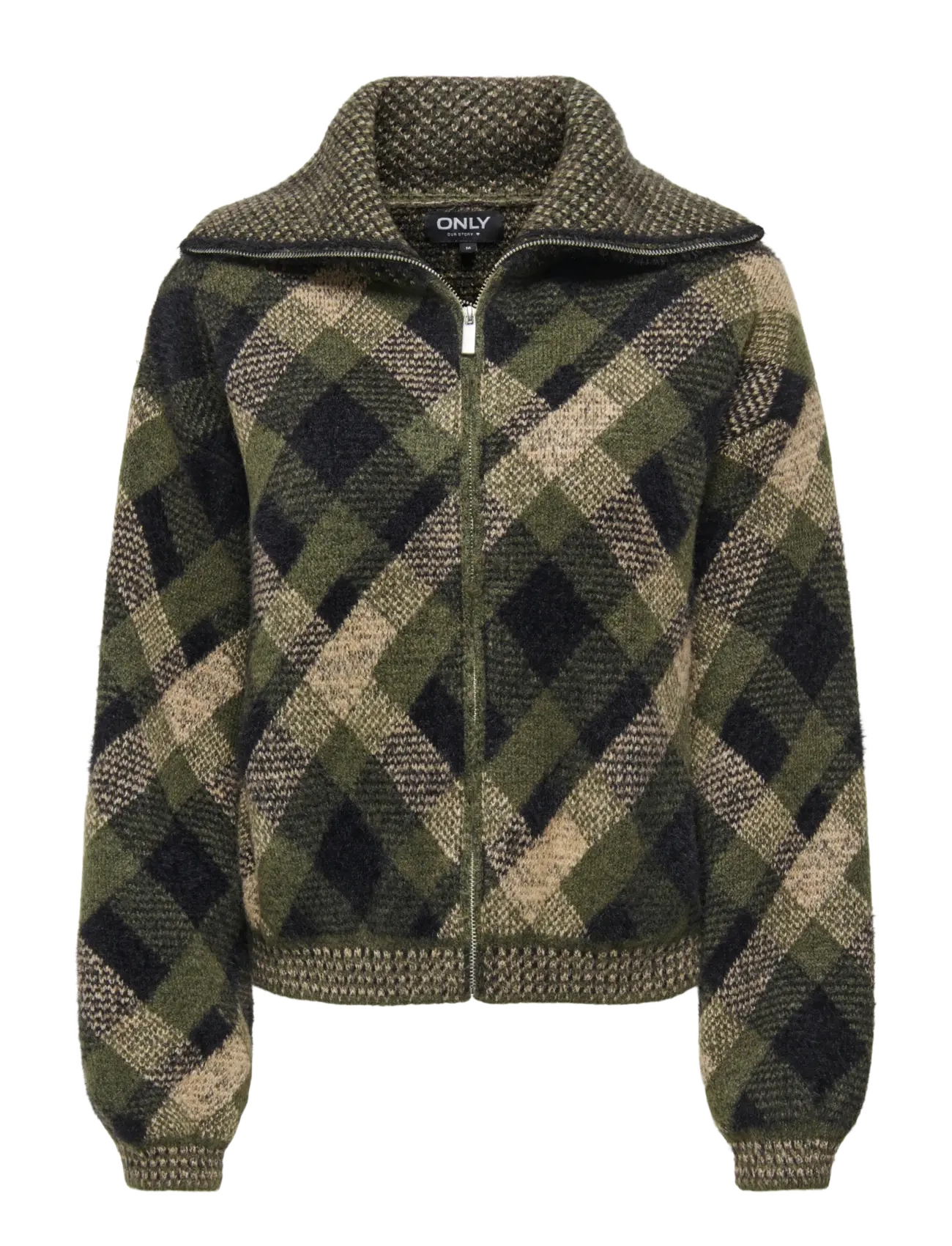 ONLY ONLMAROON LS ZIP COLLAR CARDIGAN KNT - Tøj - FOREST NIGHT / multi
