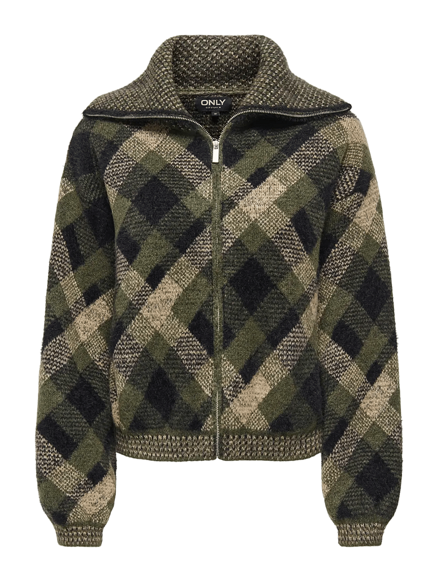 ONLY - ONLMAROON LS ZIP COLLAR CARDIGAN KNT - cardigans - forest night - 1