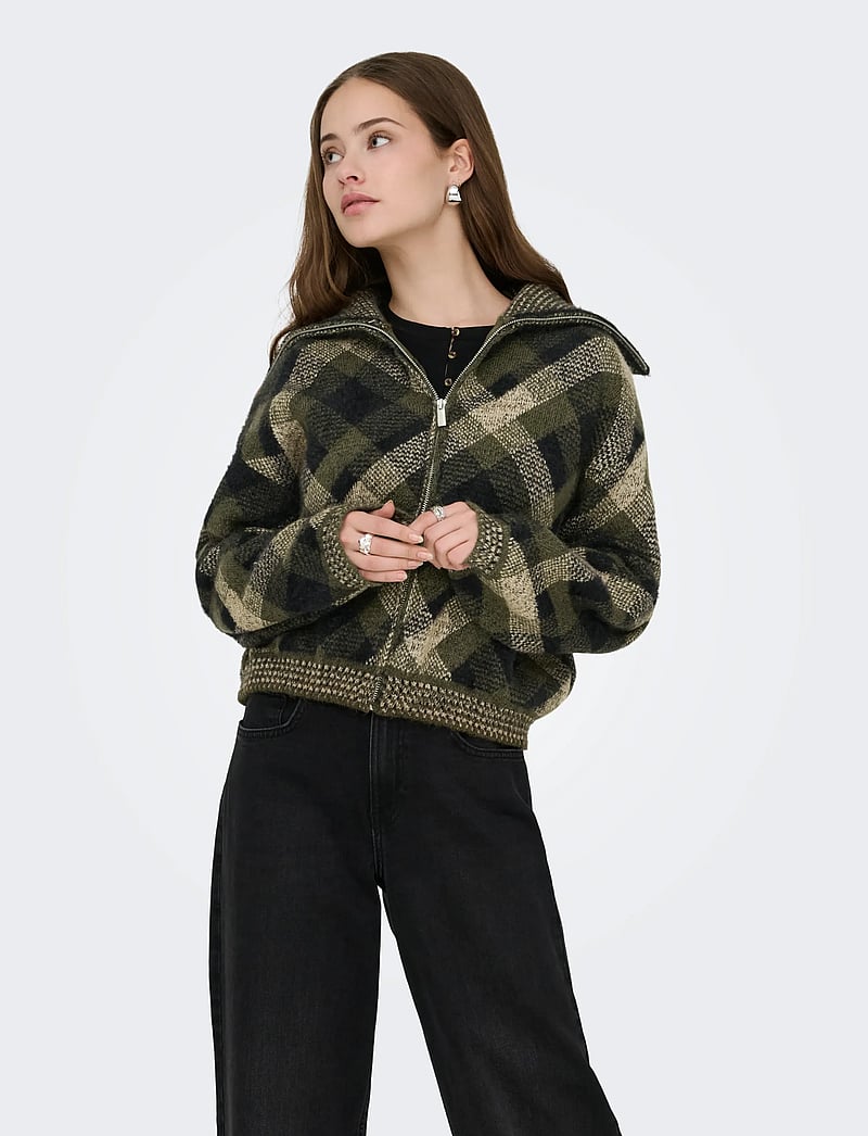 ONLY - ONLMAROON LS ZIP COLLAR CARDIGAN KNT - koftor - forest night - 0