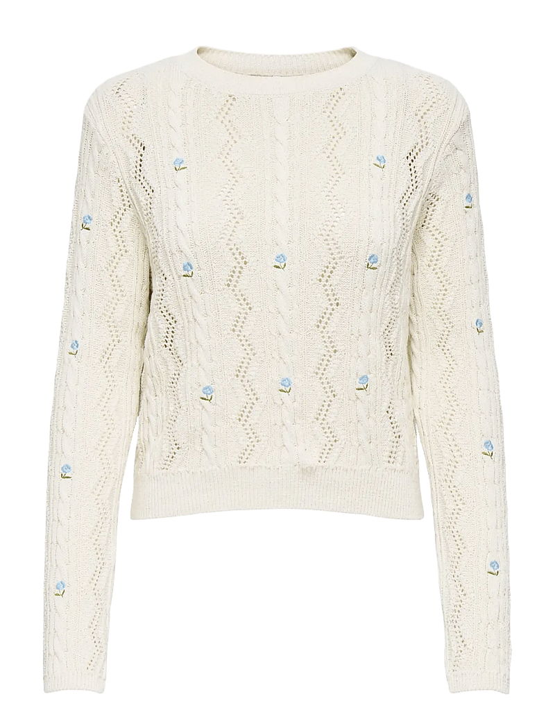 ONLY - ONLRITA LIFE LS EMBR CABLE KNT NOOS - pullover - ecru - 1