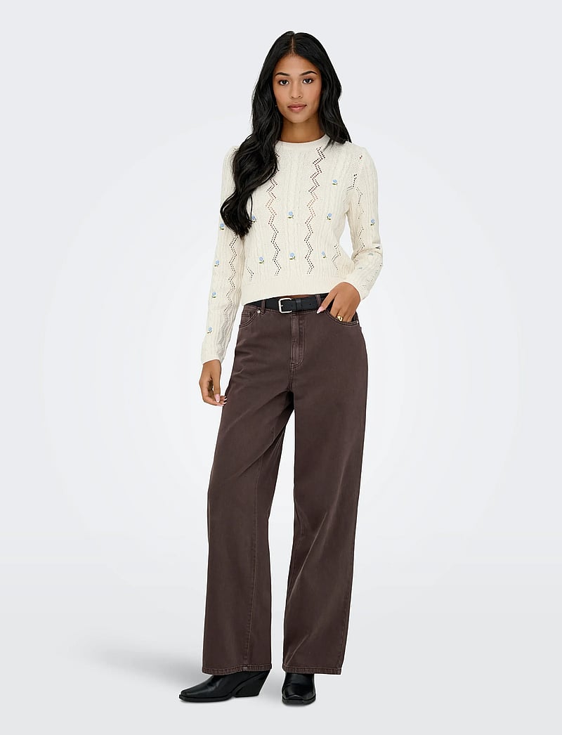 ONLY - ONLRITA LIFE LS EMBR CABLE KNT NOOS - pullover - ecru - 4