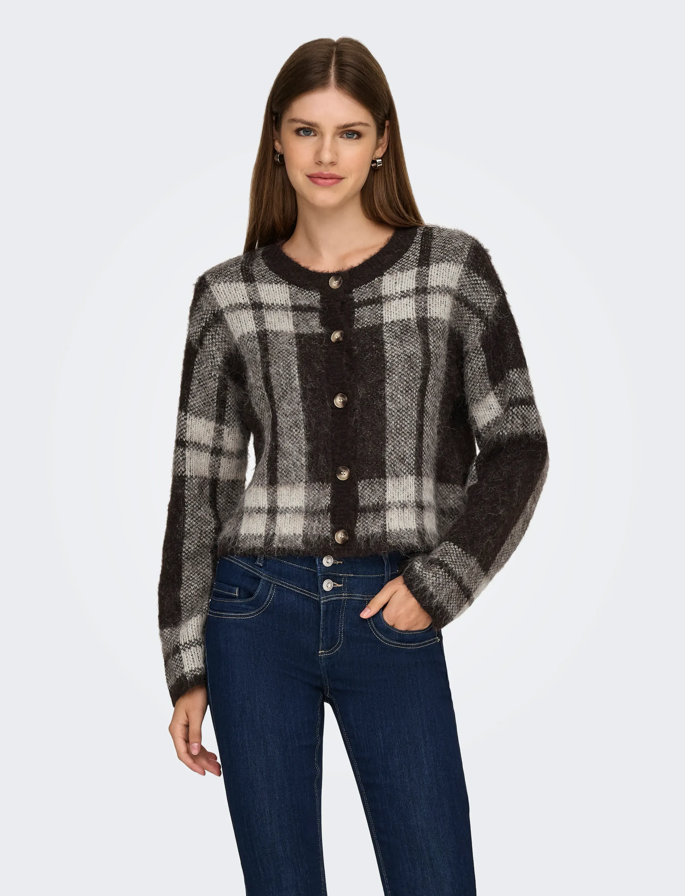 ONLY Onlbeverly Life Ls Button Onec Cardi Knt, S, Black, Strik > Cardigans, Dame