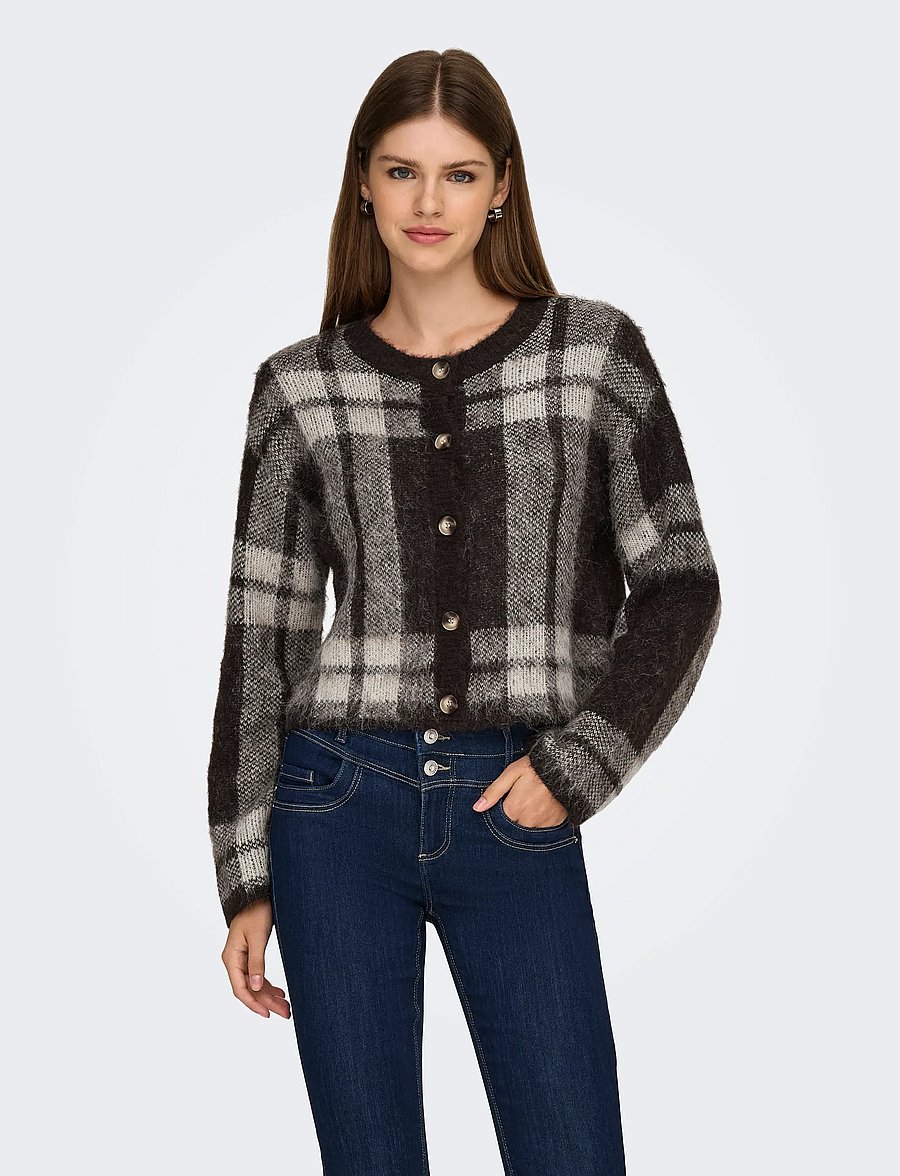 ONLY - ONLBEVERLY LIFE LS BUTTON ONEC CARDI KNT - strickjacken - black coffee - 0