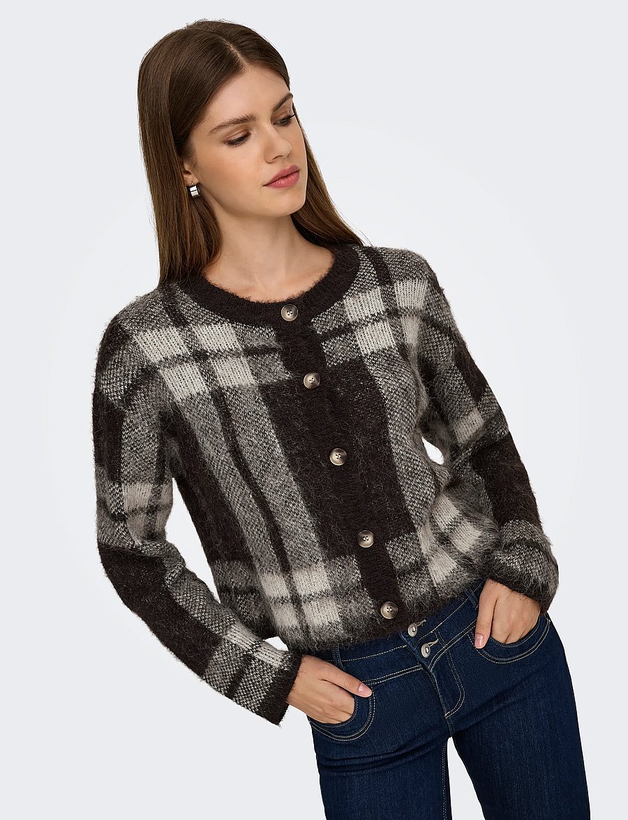 ONLY - ONLBEVERLY LIFE LS BUTTON ONEC CARDI KNT - strickjacken - black coffee - 5
