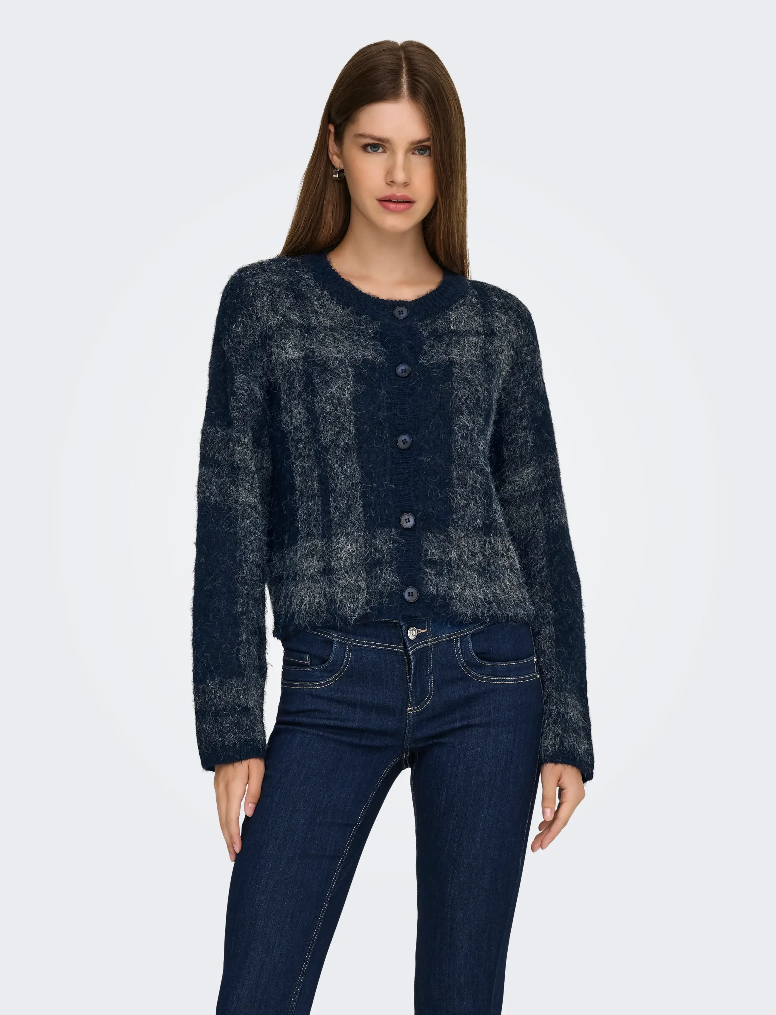 ONLY Onlbeverly Life Ls Button Onec Cardi Knt, S, Black, Strik > Cardigans, Dame