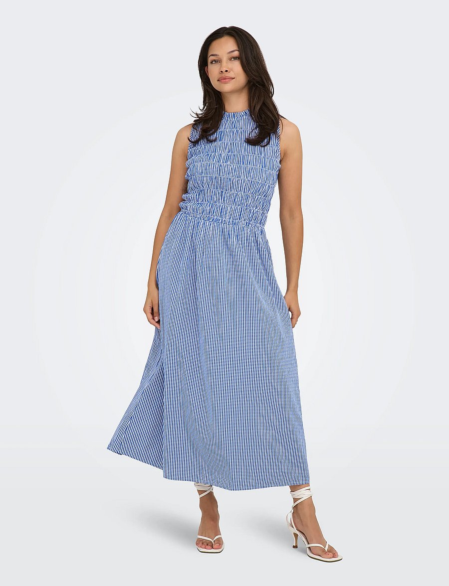 ONLY - ONLTAMARI SMOCK CHECK DRESS WVN - summer dresses - blue bonnet - 0
