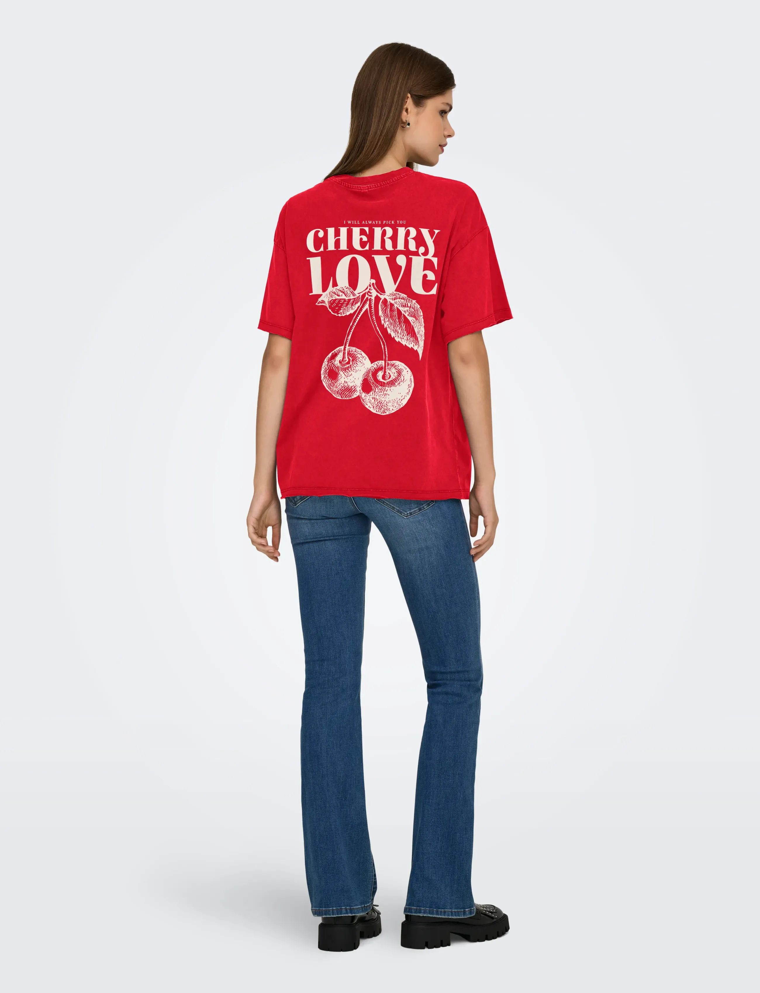 ONLY - ONLKINNA S/S OVERSIZE TOP BOX JRS - t-shirts - barbados cherry - 3