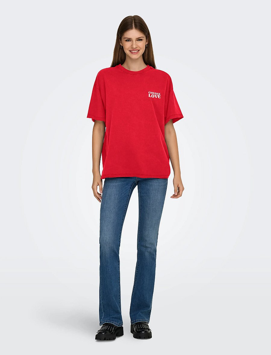 ONLY - ONLKINNA S/S OVERSIZE TOP BOX JRS - t-särgid - barbados cherry - 4