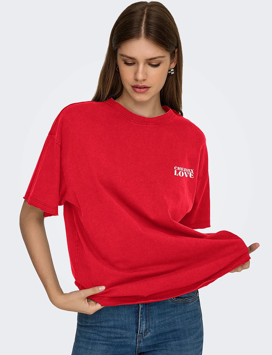 ONLY - ONLKINNA S/S OVERSIZE TOP BOX JRS - t-särgid - barbados cherry - 5