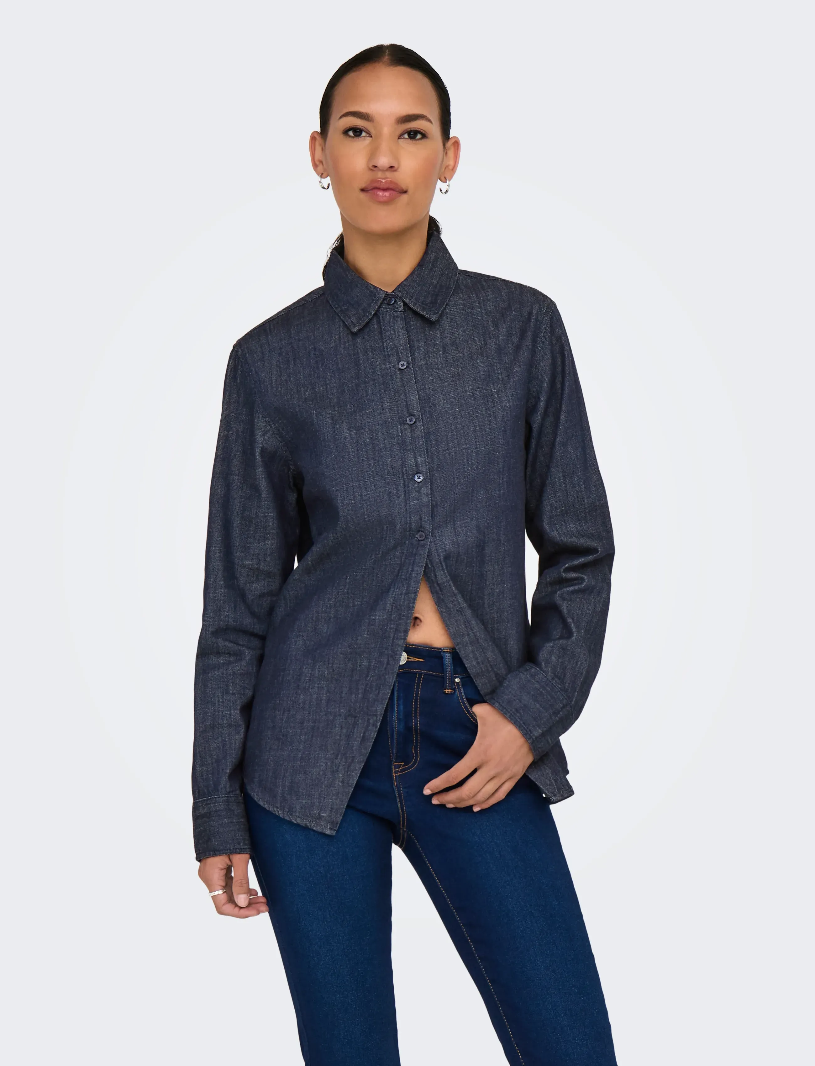 ONLY Onlruby Ls Dnm Shirt Akm, XS, Shirts, Blau - Long-sleeved, Frauen