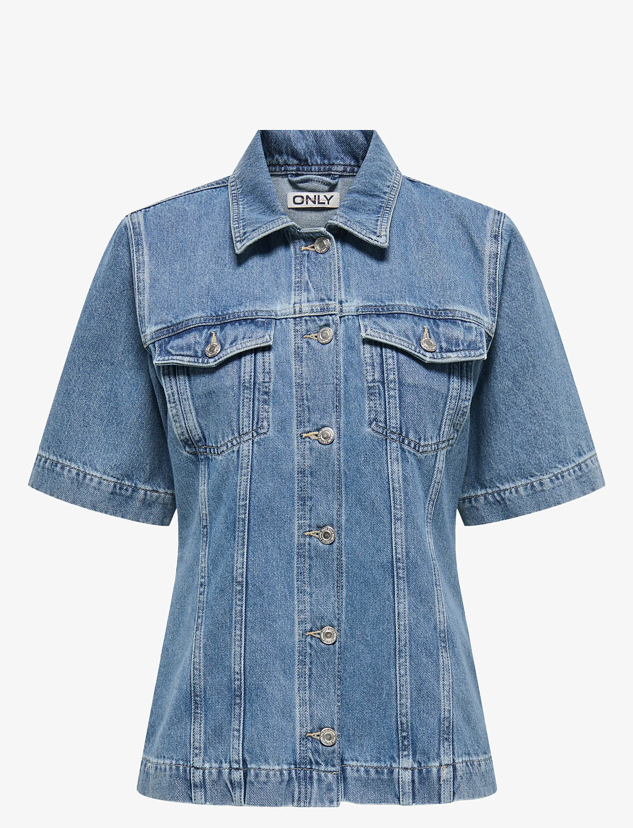 ONLY - ONLTHALIA SS FITTED DNM SHIRT CRO - denimskjorter - medium blue denim - 0