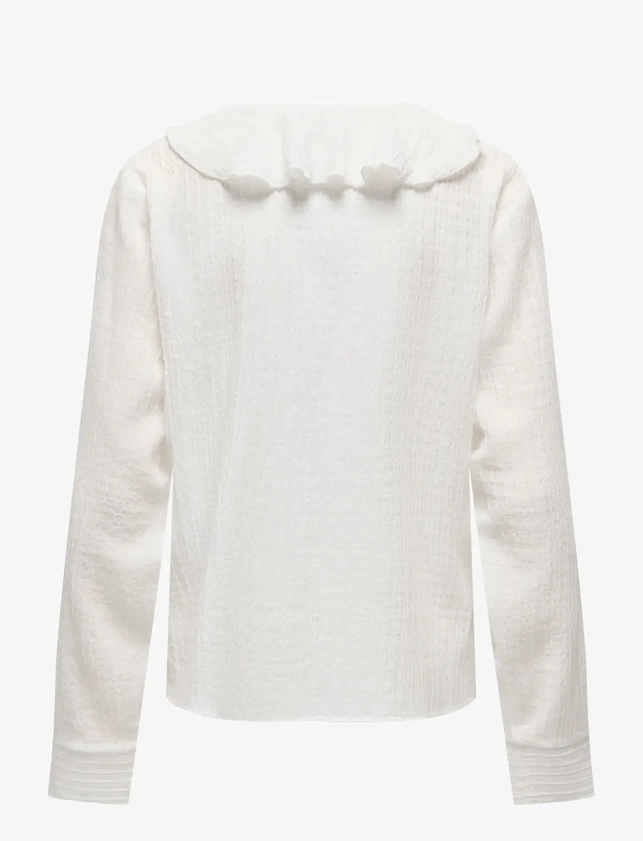 ONLY - ONLISA LS V-NECK FRILL TOP WVVN - langærmede bluser - cloud dancer - 1