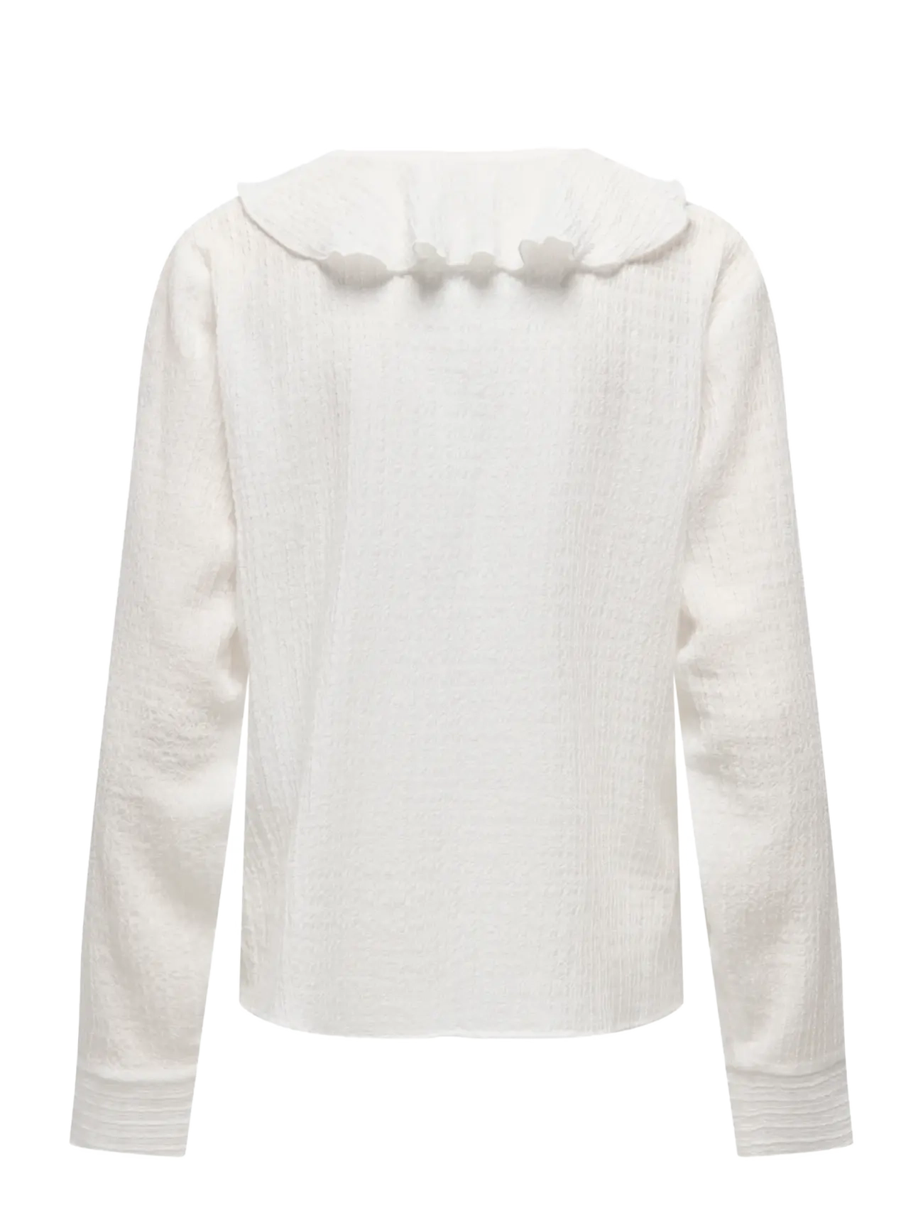 ONLY - ONLISA LS V-NECK FRILL TOP WVVN - pikkade varrukatega pluusid - cloud dancer - 1