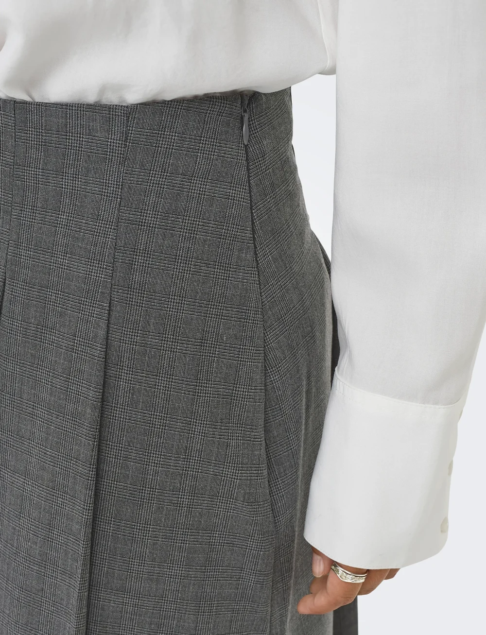 ONLY - ONLLEXIE LIFE HW CHECK LONG PL SKIRT PNT - maxi nederdele - dark grey melange - 5