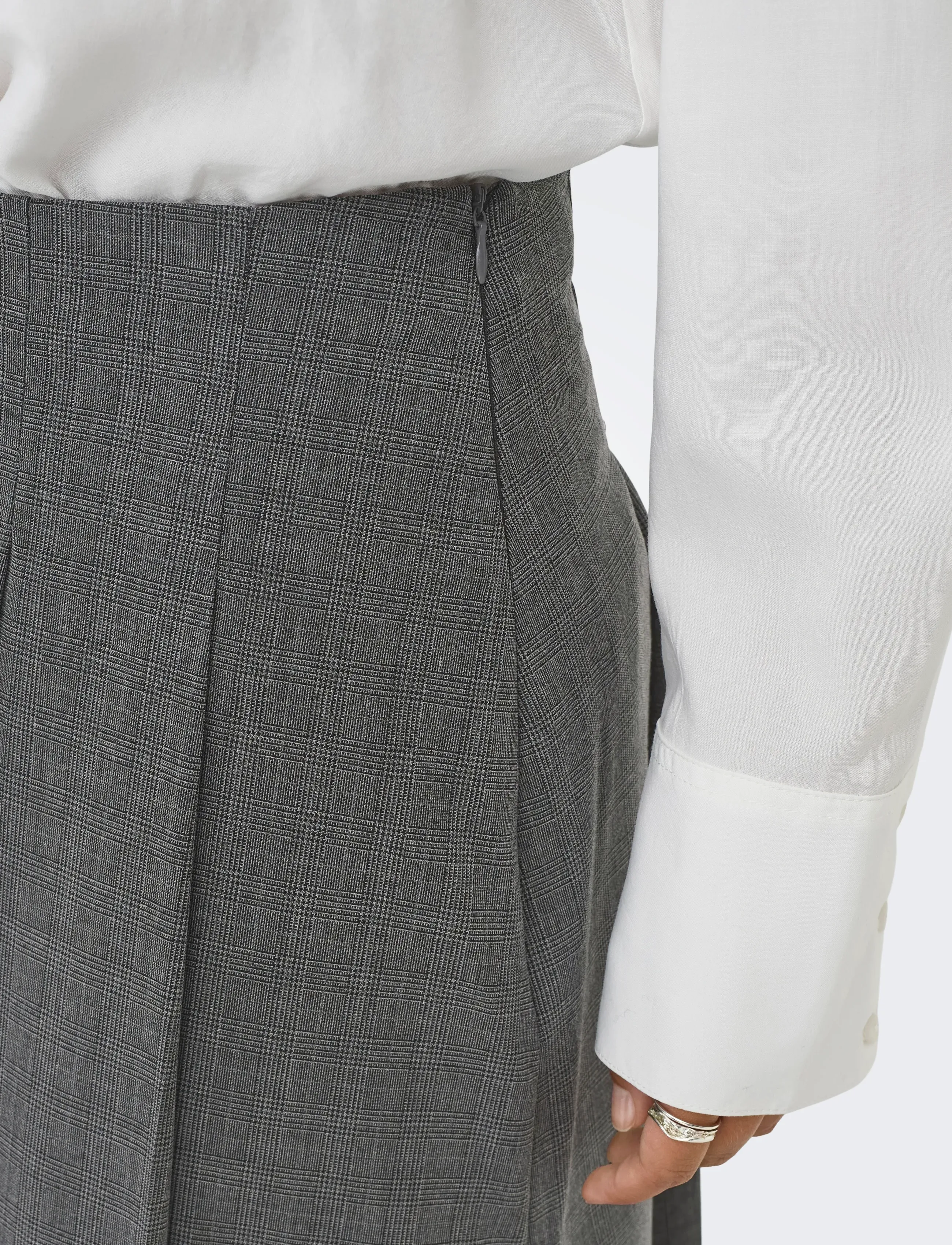 ONLY - ONLLEXIE LIFE HW CHECK LONG PL SKIRT PNT - ilgi sijonai - dark grey melange - 5