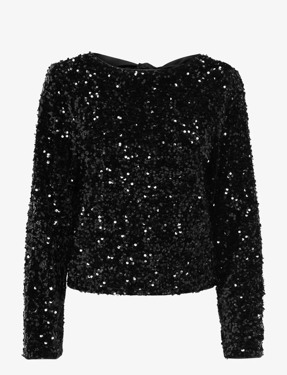 ONLY - ONLCONFIDENCE L/S SEQUIN BOW TOP JRS - langärmlige blusen - black - 1