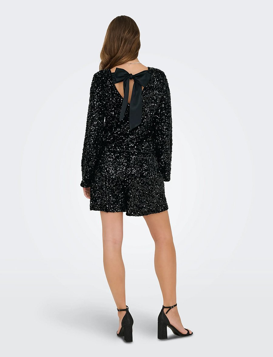 ONLY - ONLCONFIDENCE L/S SEQUIN BOW TOP JRS - pikkade varrukatega pluusid - black - 3