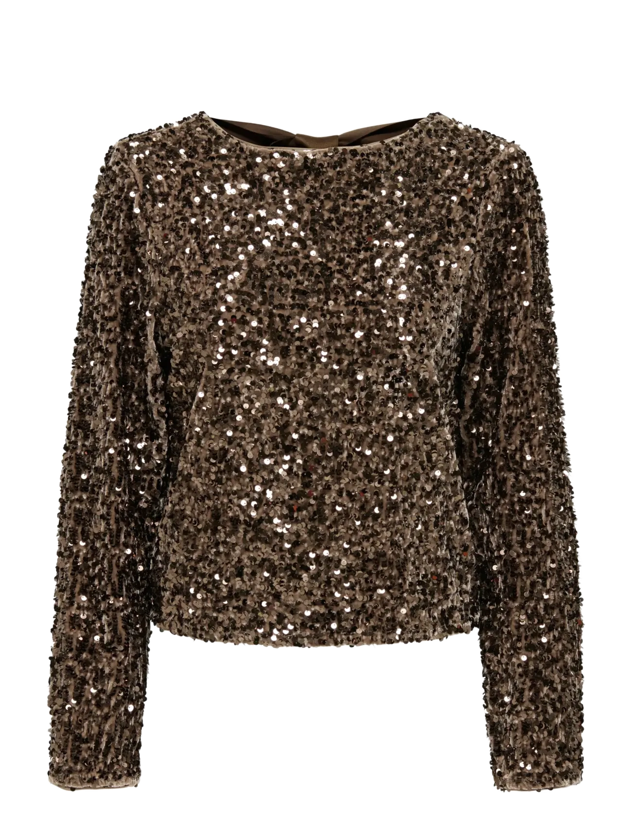ONLY ONLCONFIDENCE L/S SEQUIN BOW TOP JRS - Bluser - MOUNTAIN TRAIL / brown