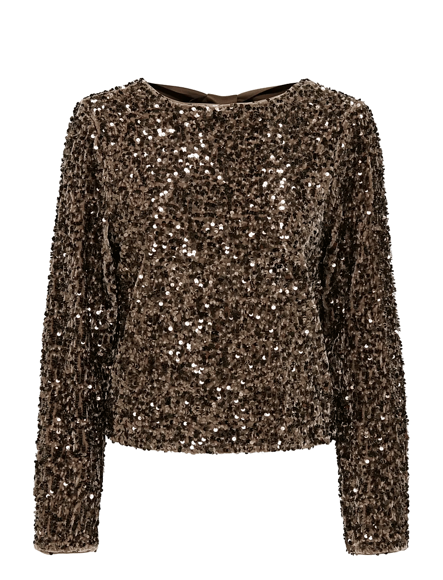 ONLY - ONLCONFIDENCE L/S SEQUIN BOW TOP JRS - pikkade varrukatega pluusid - mountain trail - 1