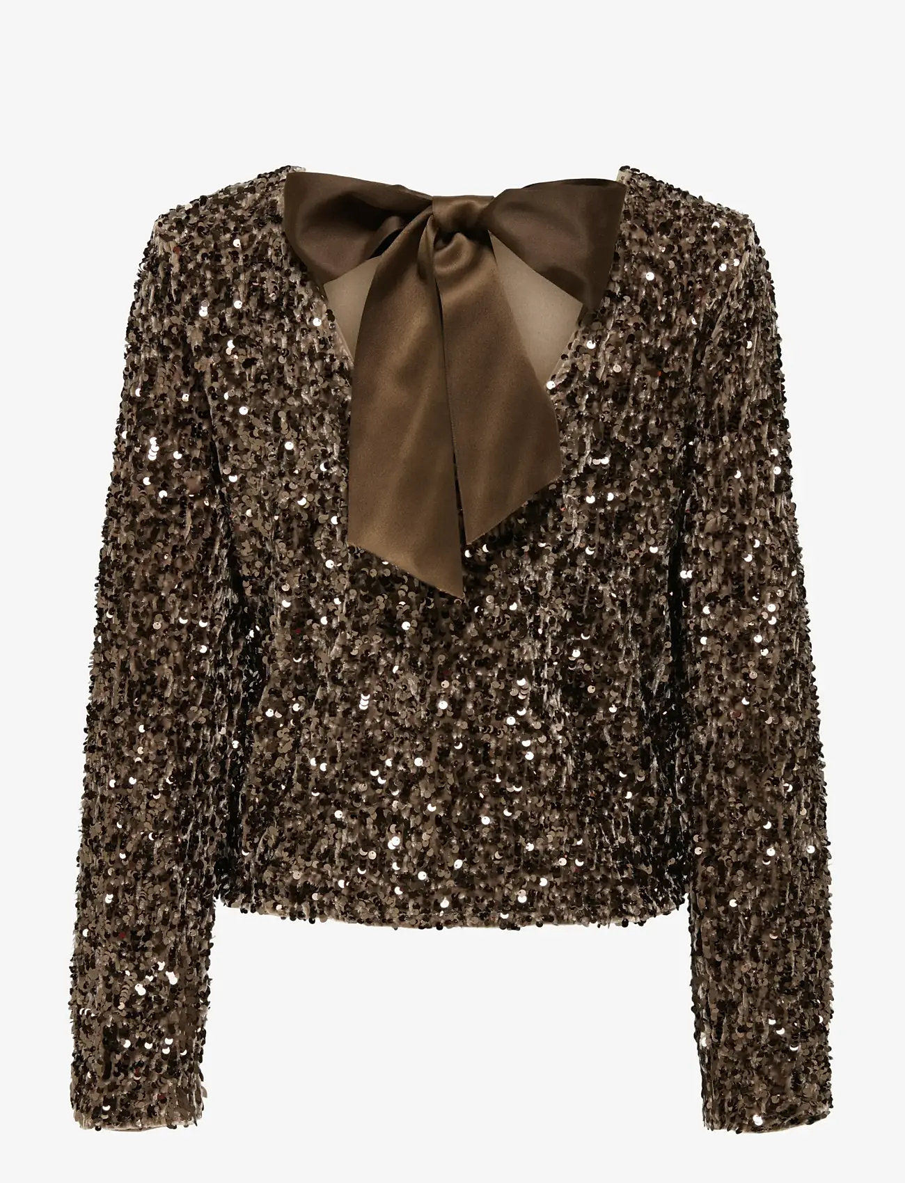 ONLY - ONLCONFIDENCE L/S SEQUIN BOW TOP JRS - långärmade blusar - mountain trail - 2