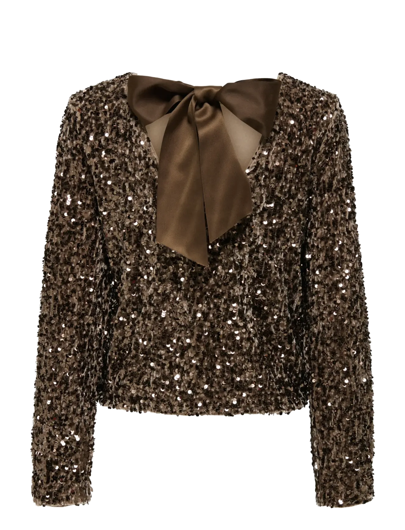 ONLY - ONLCONFIDENCE L/S SEQUIN BOW TOP JRS - long sleeved blouses - mountain trail - 2