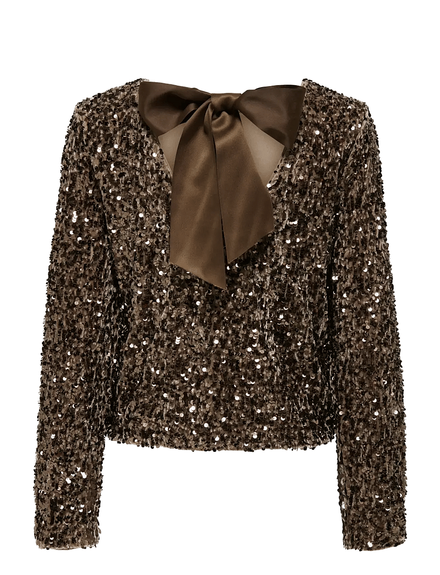 ONLY - ONLCONFIDENCE L/S SEQUIN BOW TOP JRS - pikkade varrukatega pluusid - mountain trail - 2