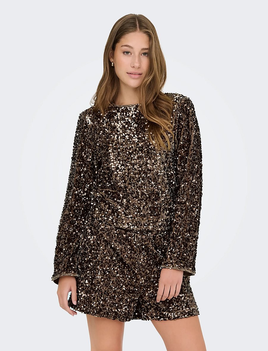 ONLY - ONLCONFIDENCE L/S SEQUIN BOW TOP JRS - pikkade varrukatega pluusid - mountain trail - 0