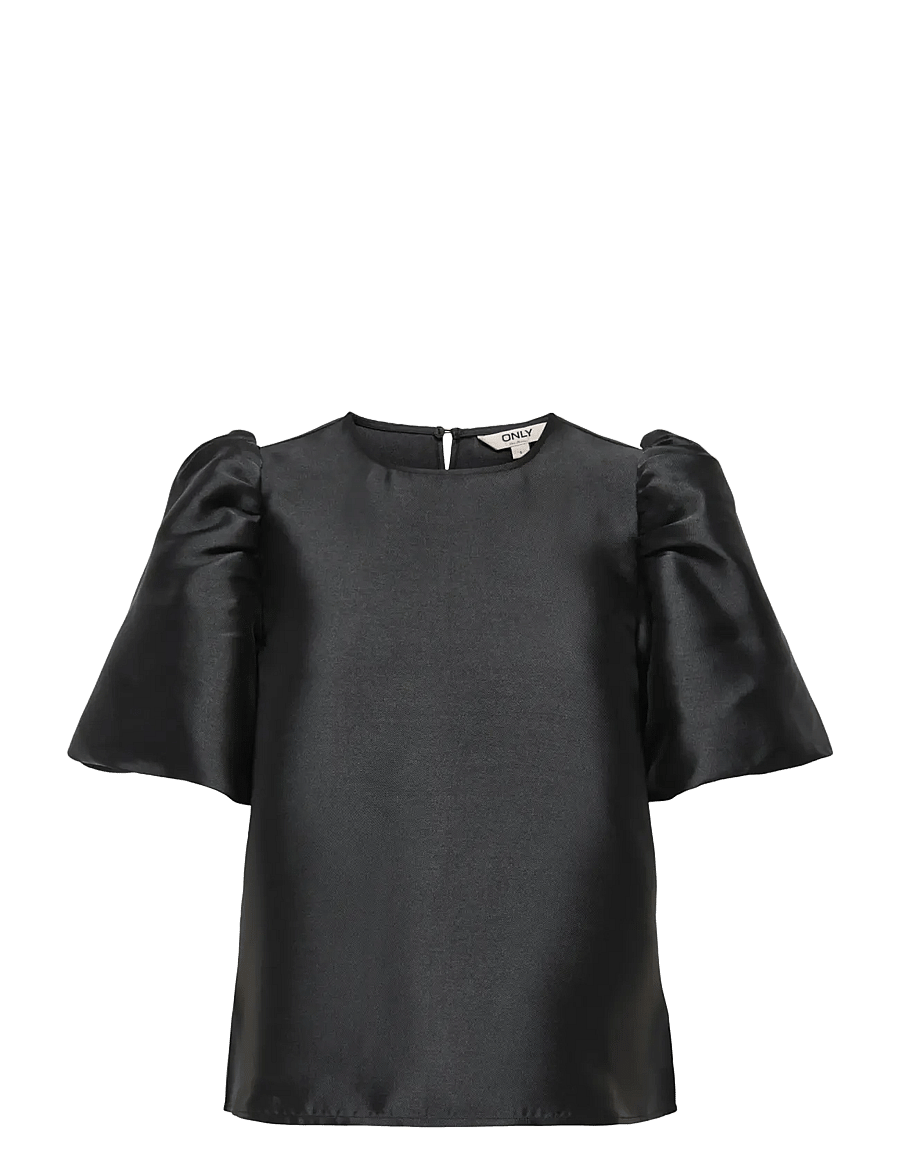 ONLY - ONLMANNY 2/4 HEAVY SATIN TOP WVN CS - kortärmade blusar - black - 1