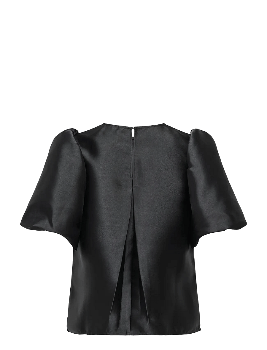 ONLY - ONLMANNY 2/4 HEAVY SATIN TOP WVN CS - kortärmade blusar - black - 2
