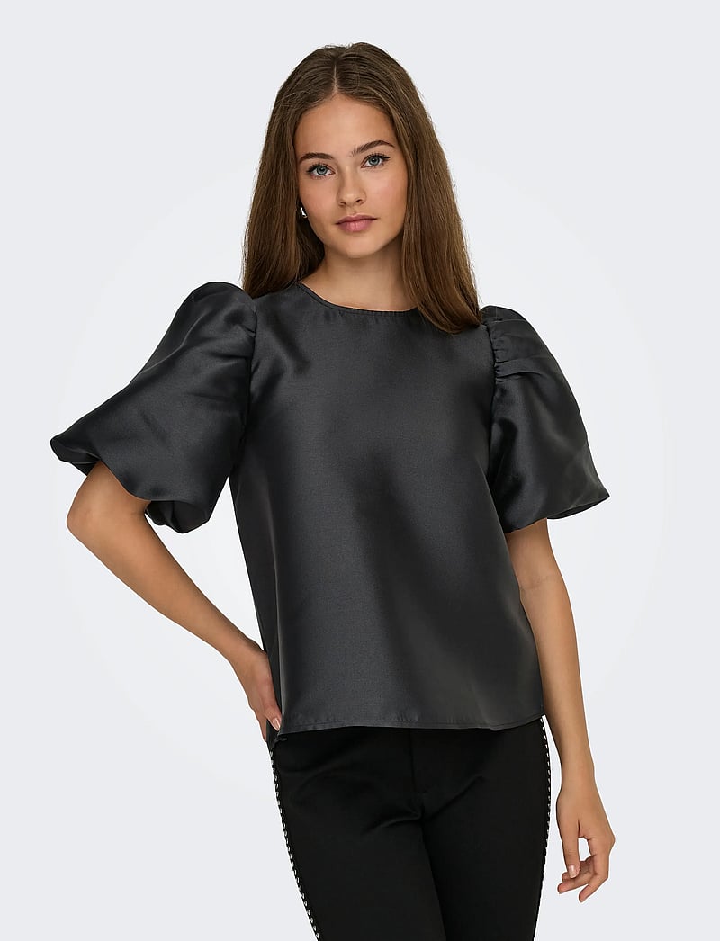 ONLY - ONLMANNY 2/4 HEAVY SATIN TOP WVN CS - lühikeste varrukatega pluusid - black - 5