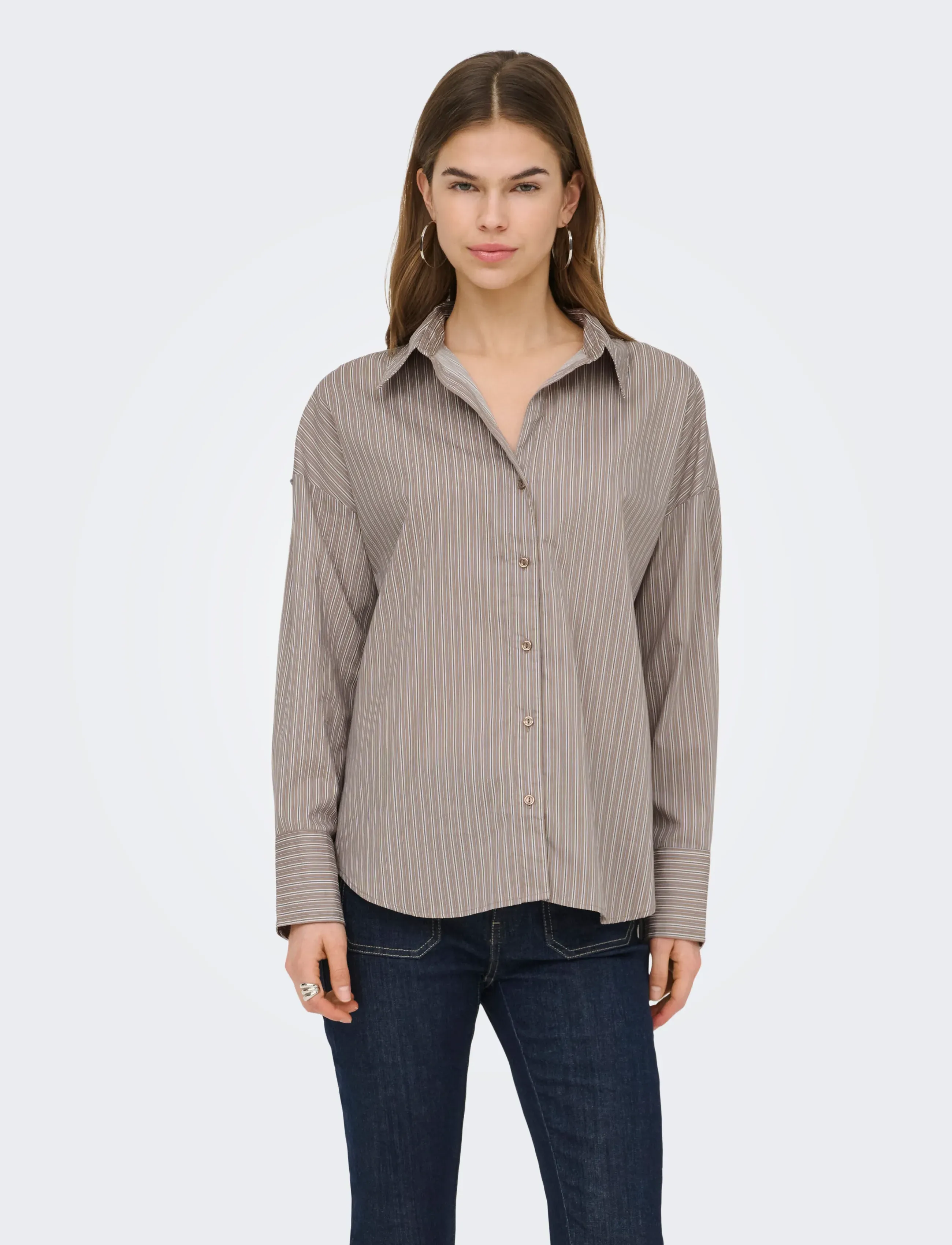 ONLY ONLOREGON NANO LS SHIRT WVN - Shirts - PORTABELLA / brown