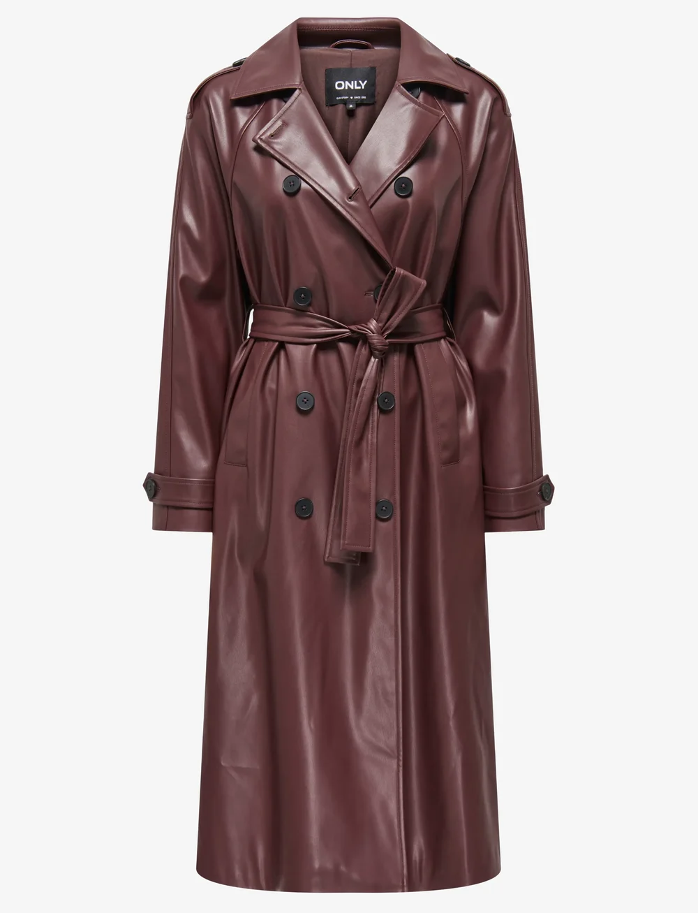 ONLY - ONLFLORA FAUX LEATHER TRENCHCOAT OTW - trencze - deep mahogany - 0