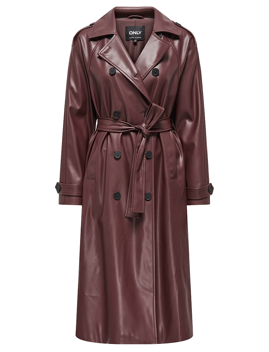 ONLY - ONLFLORA FAUX LEATHER TRENCHCOAT OTW - deep mahogany - 0